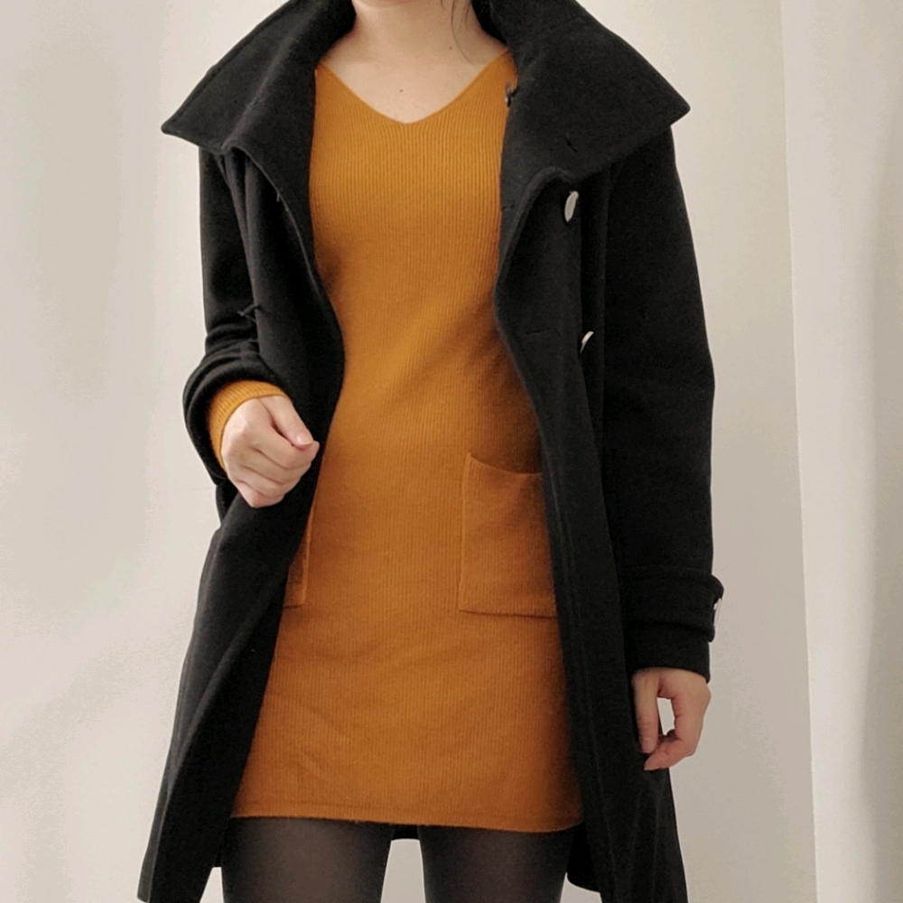 Orange Knit Bodycon Sweater Dress